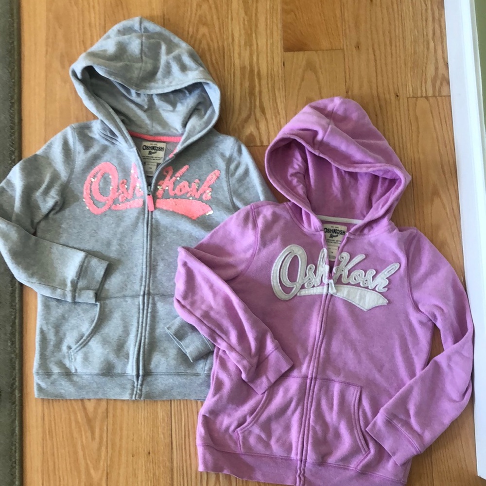 Bundle of 2 OshKosh zip- up hoodies for a girl size 12-14. Super comfy!